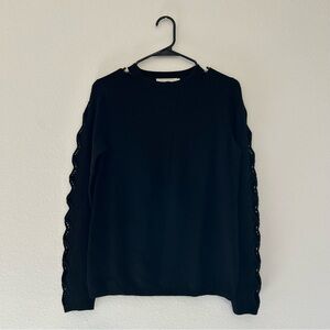 Anne Fontaine // Black Knit Ralph Crewneck Wool Blend Sweater